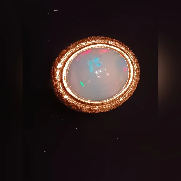 Exclusive Huge Ethiopian Opal Ring Gold Over Sterling Silver New - Picture 7 of 16